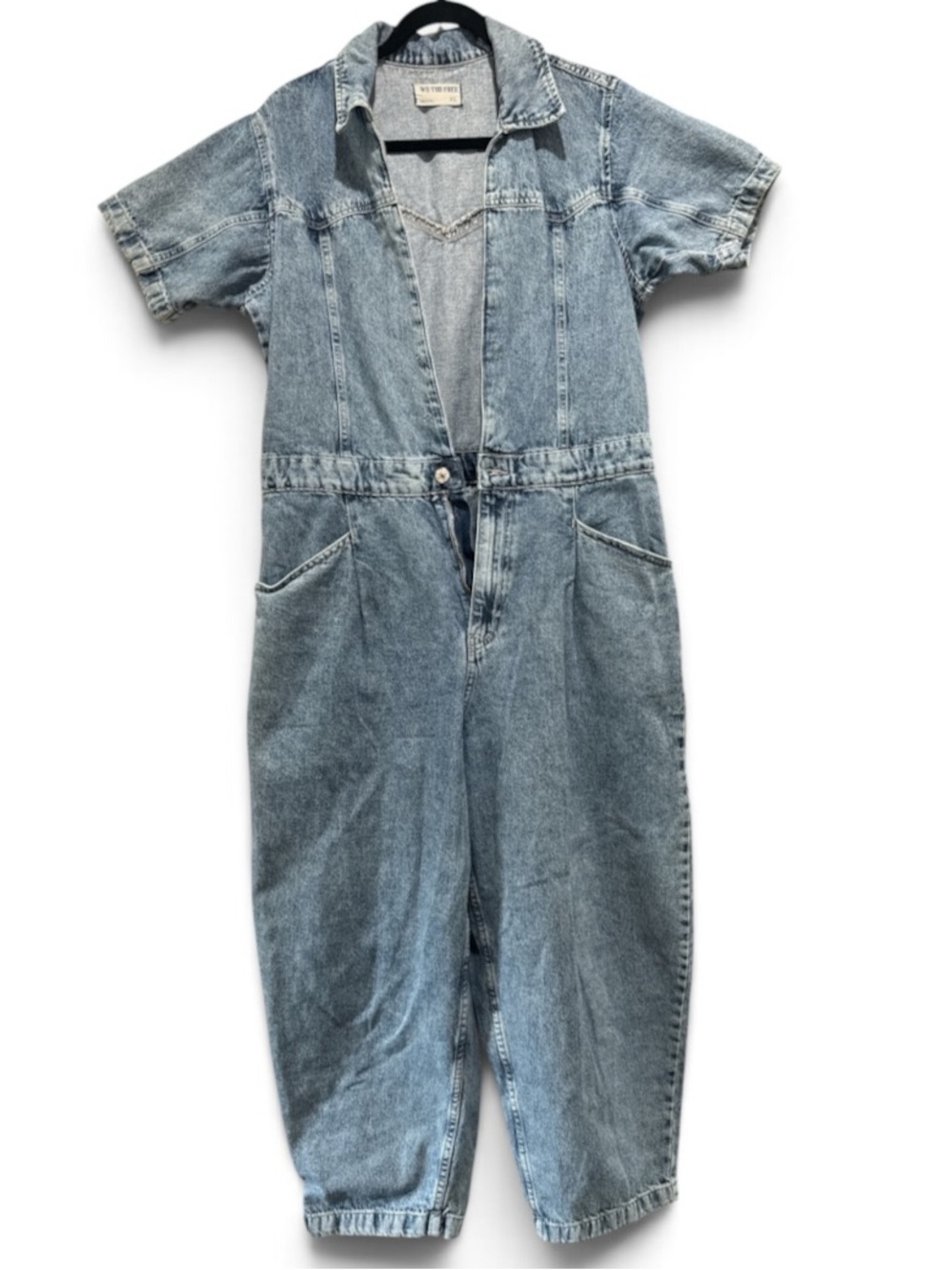 We The Free Light Blue Denim Short-Sleeve Jumpsuit #737